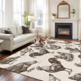 thumbnail image 3 of Farm Chicken Washable Living Room Rugs 6'x9', Country Rustic Rooster Hen Vintage Farmhouse Low Pile Throw Large Area Rug Non-Slip Sturdy Edge Binding Carpet for Dining Room Kitchen Office, 3 of 9