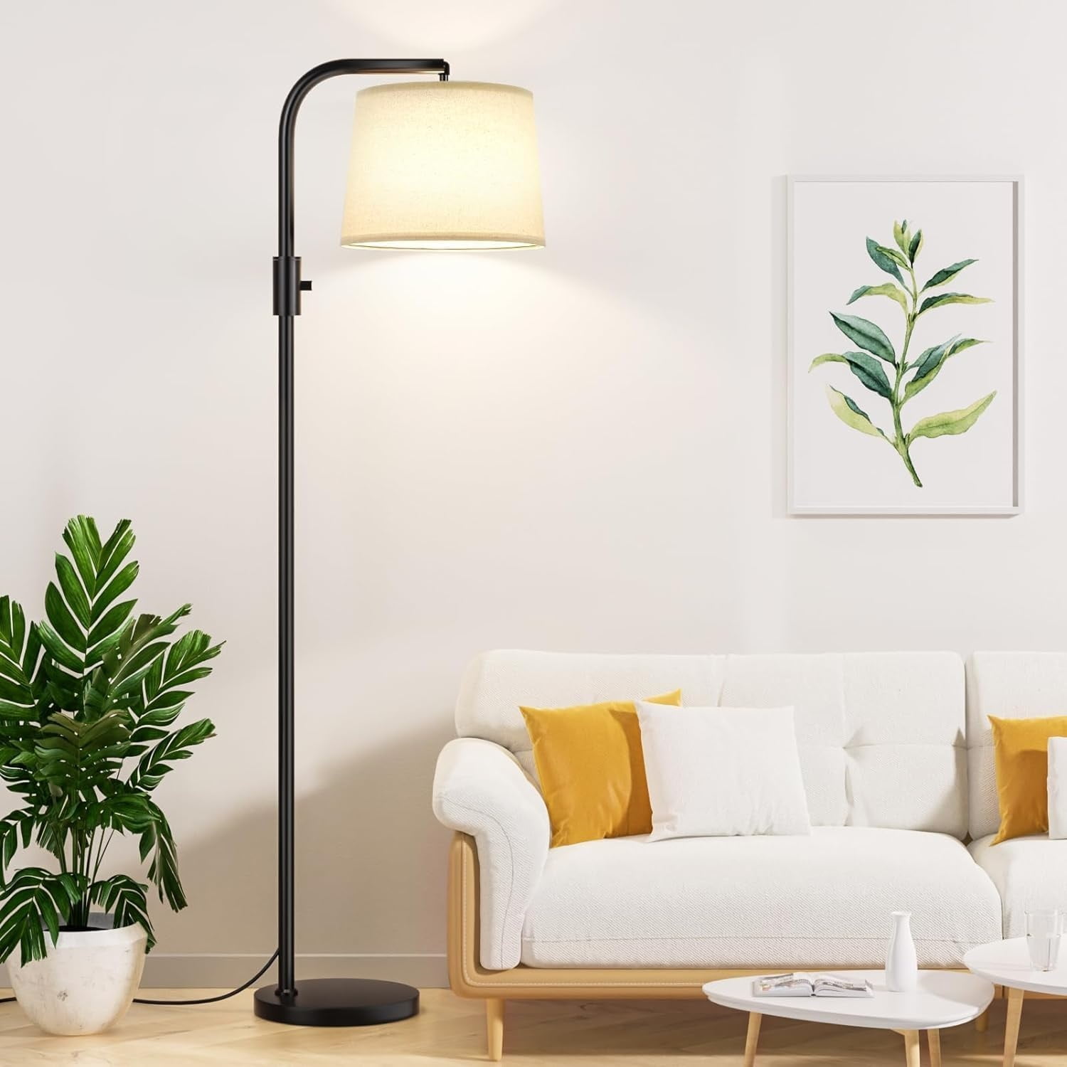 Floor Lamp - Floor Lamps with 9W 𝐋𝐄𝐃 Bulb, Standing Lamps for Living Room with Adjust Head, Modern Standing Tall Light Rotary Switch for Office