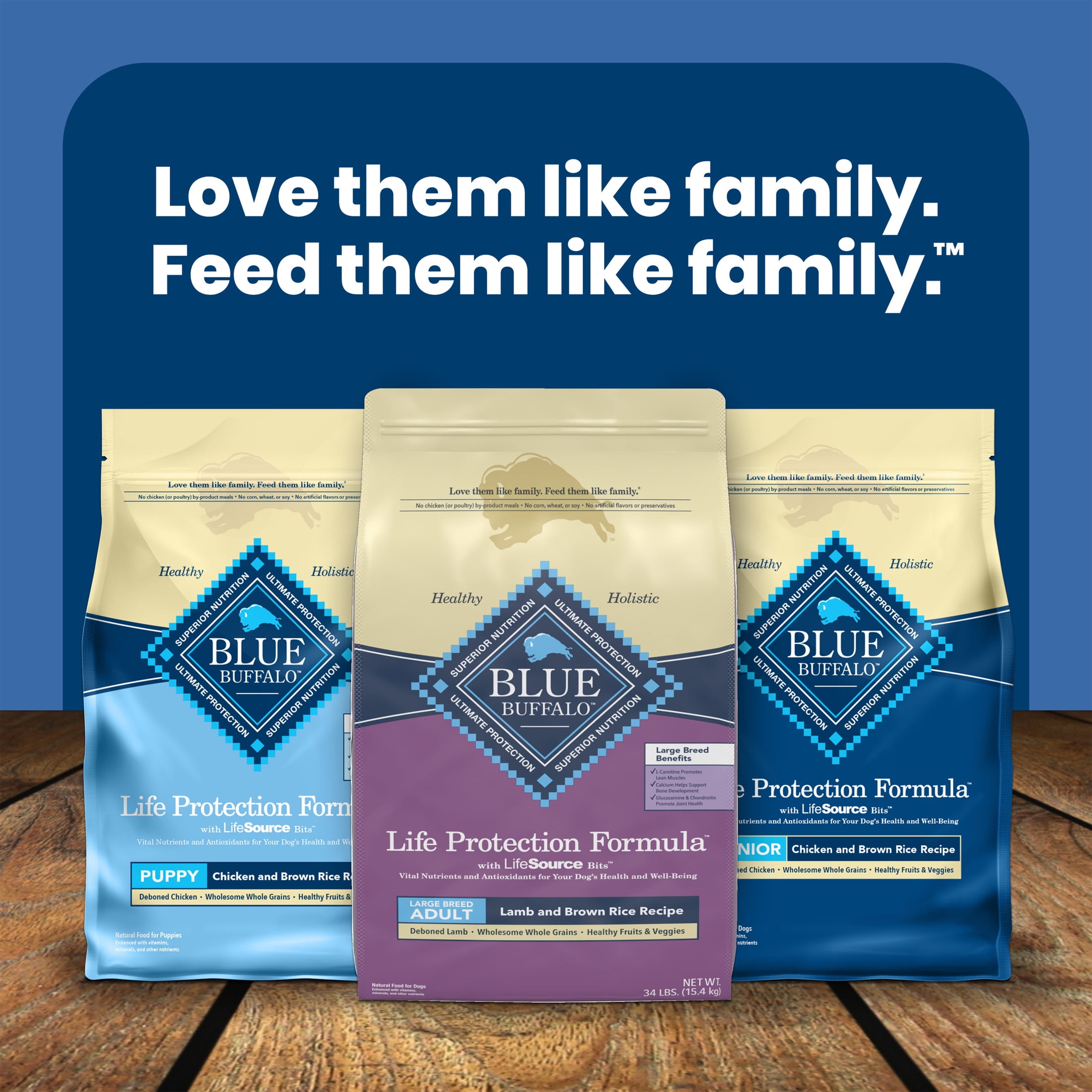 Blue Buffalo Life Protection Formula Large Breed Dry Dog Food, Lamb & Rice, 34-lb. Bag