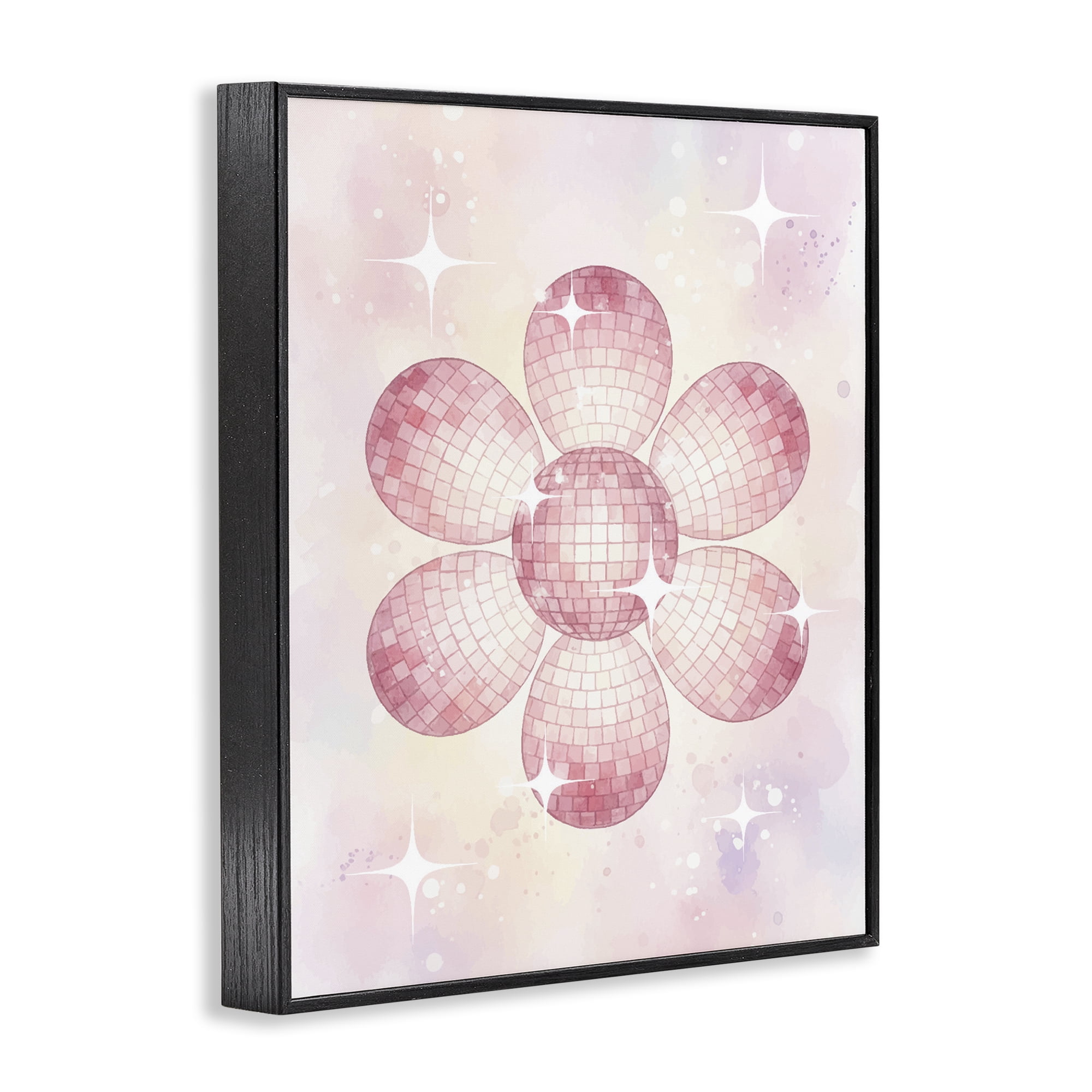 Stupell Industries Dreamy Pink Disco Ball Flower Black Framed Giclee Art, design by Lil' Rue