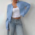 thumbnail image 5 of (One piece) Women's button-down long-sleeved round neck cropped cardigan sweater cute knitted clothing, 5 of 7