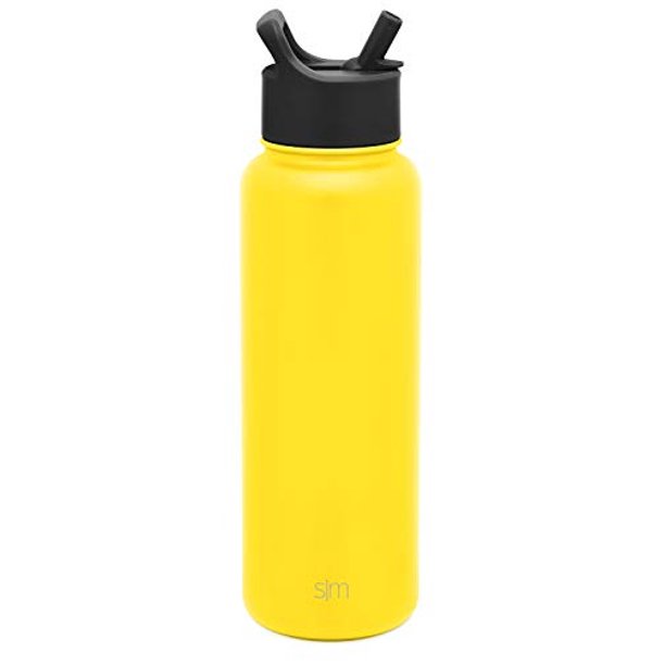 Simple Modern Water Bottle with Straw Lid Vacuum Insulated Stainless Steel Metal Thermos | Large Reusable Leak Proof BPA-Free Flask for Gym, Travel, Sports | Summit Collection | 40oz, Sunshine Yellow Simple Modern Ver descripción
