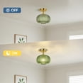 thumbnail image 5 of 9.84'' Semi Flush Mount Ceiling Light, Adjustable Hanging Gold Sloped Ceiling Lights with Green Glass Shade, 5 of 8