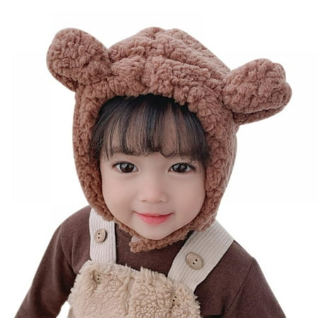 

Apocaly Winter Baby Warm Hat Cute Cartoon Shape Toddler Ear Cap (Round Ear) Brown