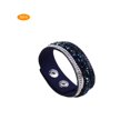 thumbnail image 3 of 3pcs Unisexe Strass Cuir Wrap Wrap Bracelet Bracelet Bracelet avec Deux Fermoirs Bouton Réglable, 3 of 4