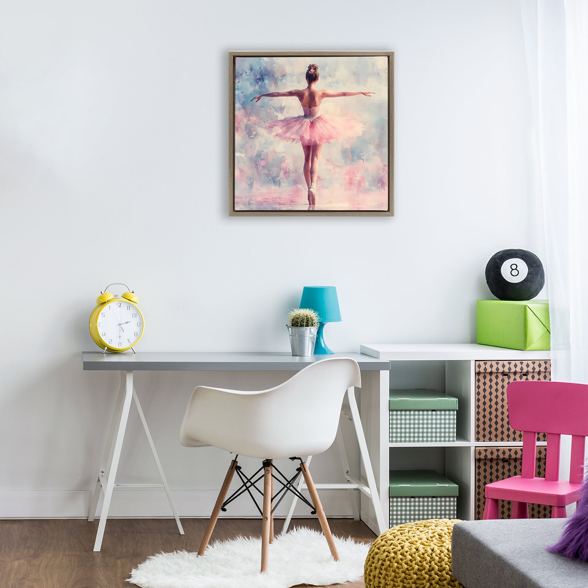 Stupell Industries Elegant Ballet Dancer in Motion Brown Framed Floater Canvas Wall Art, design by Creative Studio