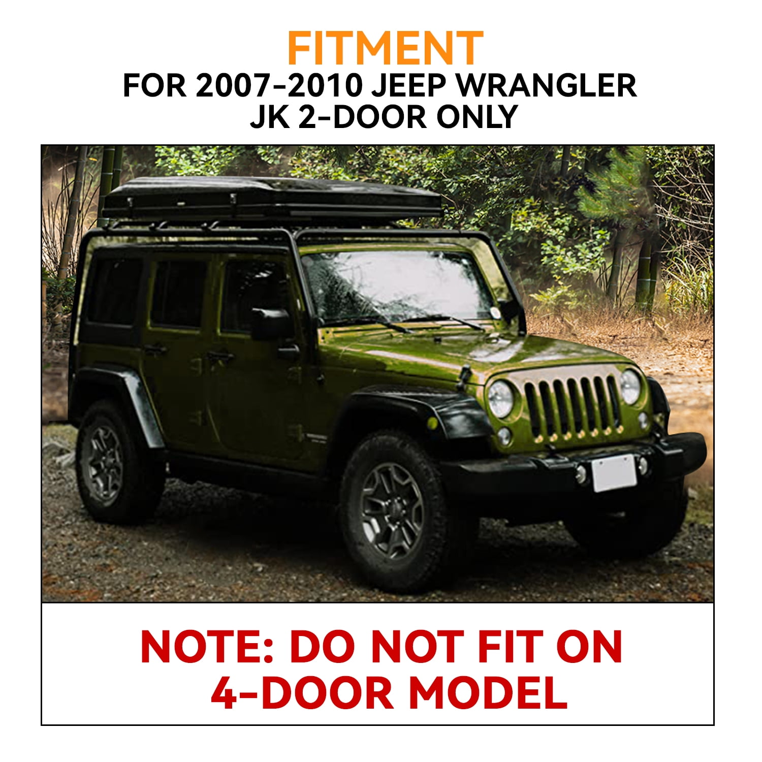 Kojem Roof Rack Kit with Cross Bar for 2007-2010 Jeep Wrangler JK 2-Door Hardtop