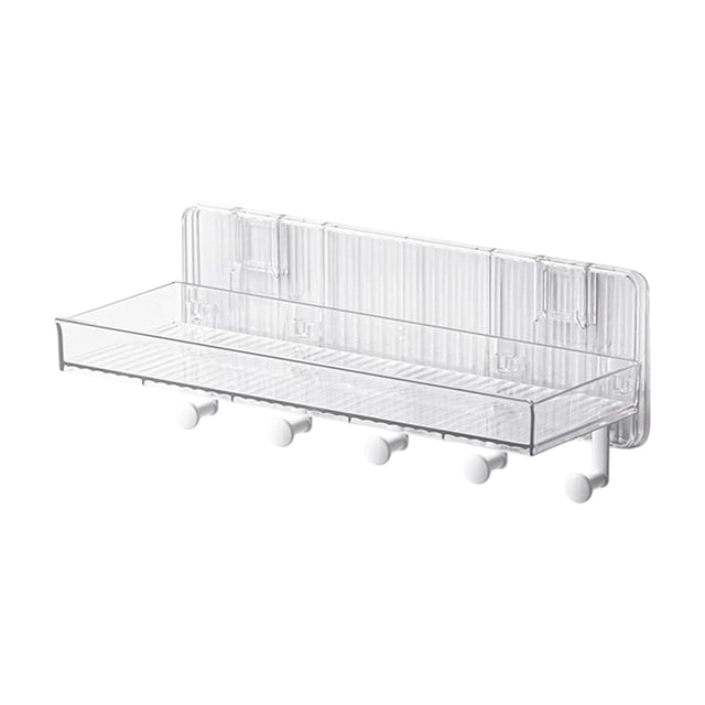 Shelves for Wall Bathroom Restroom No Hole Hanging Storage Racks, Translucent Plastic Wall Mounted Organizer Shelves, with Nail Adhesive Fixing Shelves for Storage