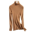 thumbnail image 5 of Suéter de mujer Otoño e Invierno Suéter de lana engrosado Cuello alto Jersey de barra de tiro Solapa corta Camisa de base de punto entallada, 5 of 5