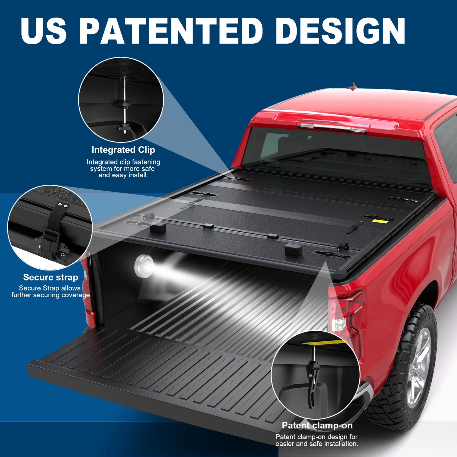 MOSTPLUS FRP 6.5FT 4-Fold Hard Truck Tonneau Cover for 2007-2013 Chevy Silverado GMC Sierra Truck Bed On Top Quad Fold