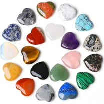 NOGIS 20PCS Natural Heart Healing Crystals Rose Quartz Amethyst Heart Love Stones Set Bulk Polished Pocket Palm Thumb Gemstones Chakra Reiki Balancing 0.8 inch