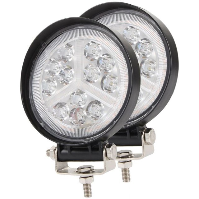 2 piezas de luz LED redonda de 4 pulgadas 168W Luces de trabajo para vehículos todoterreno Haz puntual para todo terreno