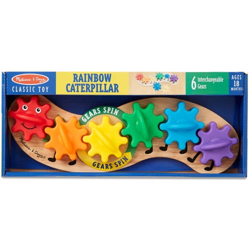 melissa & doug rainbow caterpillar gear toy with 6 interchangeable gears