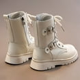 thumbnail image 7 of Glisme Girls Boots Fashion High Top Ankle Boots For Classic Leather Casual Wear Durable Sole Comfortable Youth Winter Design Trend Beige Boots Size 4-4.5 Years, 7 of 7