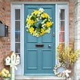thumbnail image 2 of ZFSBZBS 1Pcs Wreaths for Front Door Year Round, 3.5 Inch Green Artificial Wreath for Spring Summer Farmhouse Porch Indoor Outdoor Decor,Yellow, 2 of 9