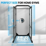 Compact Power Rack for Small Spaces, 1200 lbs Heavy Duty Steel Cage with Safety Pins, Essential for Squats, Bench Presses, Pull-ups Black