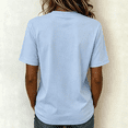 thumbnail image 4 of Women's Cotton Solid Color Short Sleeve Crew Neck T-Shirt Fitted Casual Basic Style Light Blue L, 4 of 5