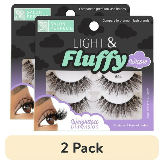 (2 pack) Salon Perfect Light & Fluffy Fake Lashes False Eyelashes, 694, Black, 2 Pairs