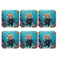 thumbnail image 2 of Pofeuu Underwater Diving Cat Print Leather Coasters Set of 6, Round Cups Mugs Mat Pad for Home Kitchen Heat Resistant Drink Coasters,Square, 2 of 7