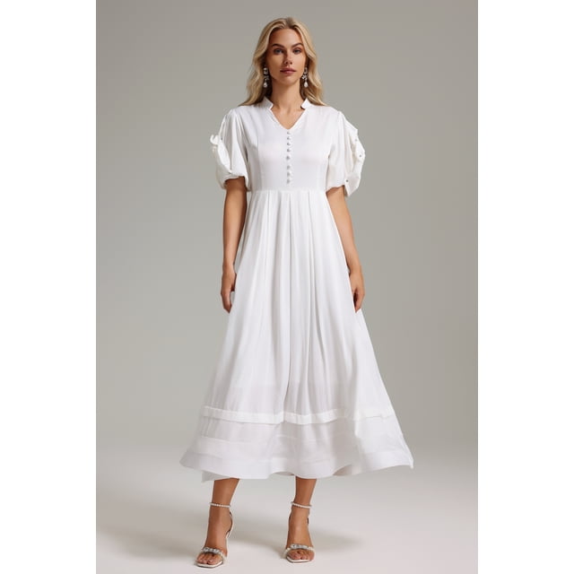 Vestido Bellabarnetten con mangas adornadas con flores para mujer