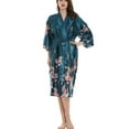thumbnail image 4 of Penkiiy Simulated Silk Bathrobes for Women Women's Ice Silk Nightgown Medium Sleeve Large Bathrobe Simulated Silk Bride's Nightgown Dark Blue Nightgowns, 4 of 6