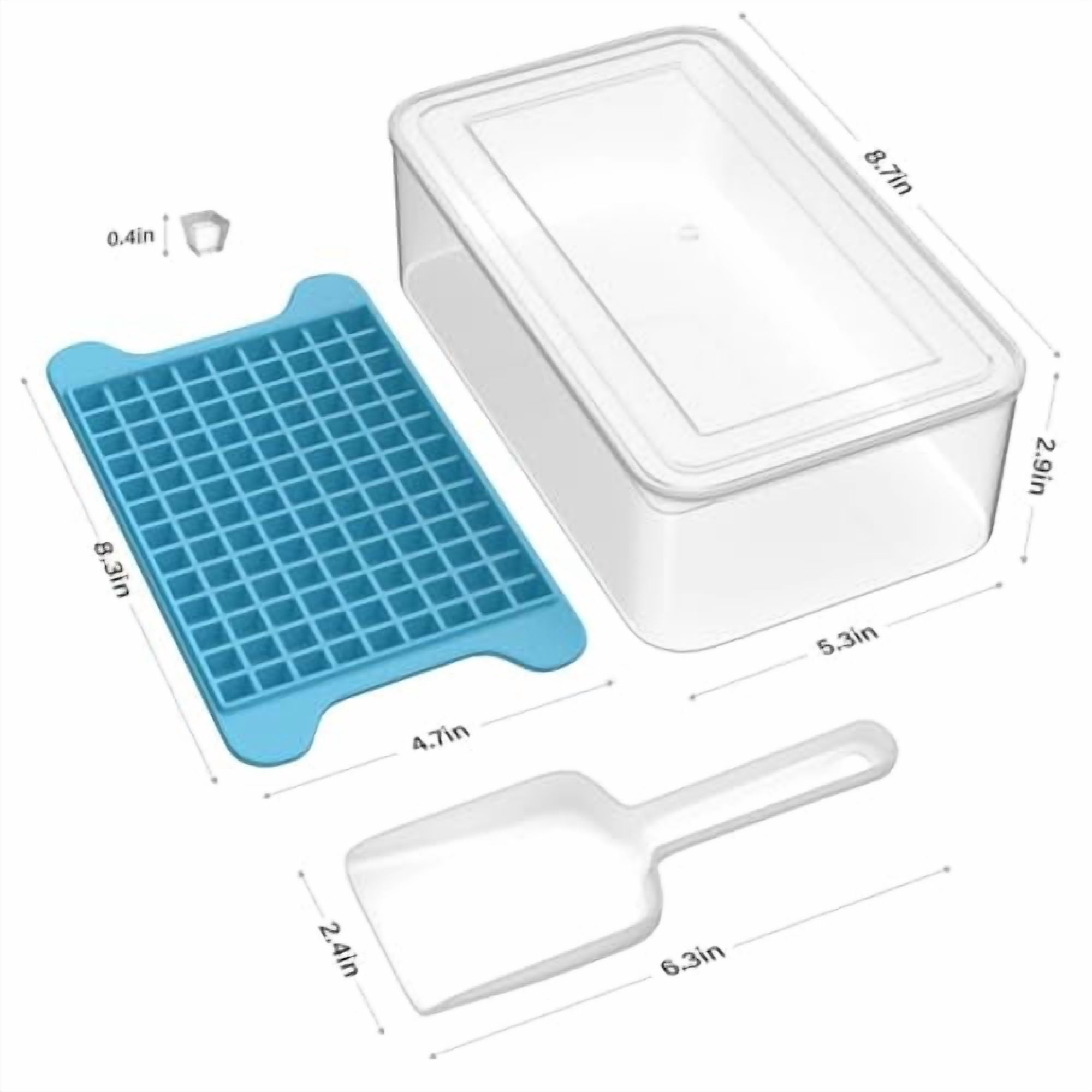 Mini Small Ice Cube Tray for Freezer with Storage Bin - 117×4 PCS Easy Release Nugget Ice Maker - Crushed Ice Container for Countertop, BPA-Free