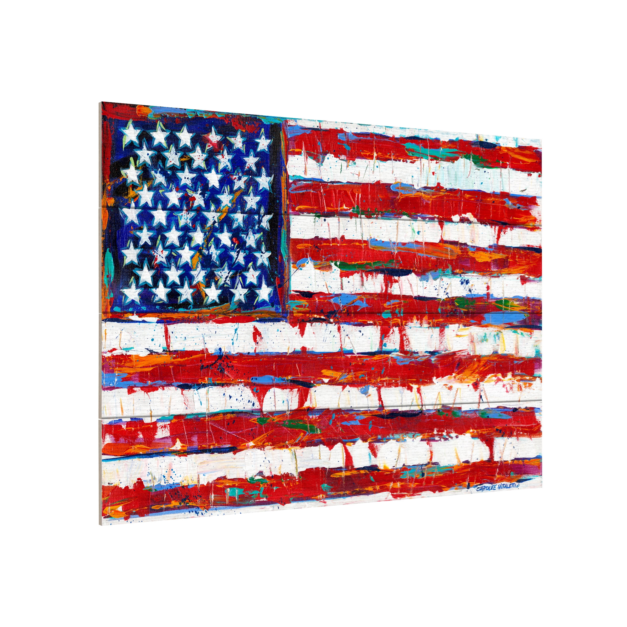 Carolee Vitaletti 'Dramatic Stars And Stripes' Wood Slat Art 12x16