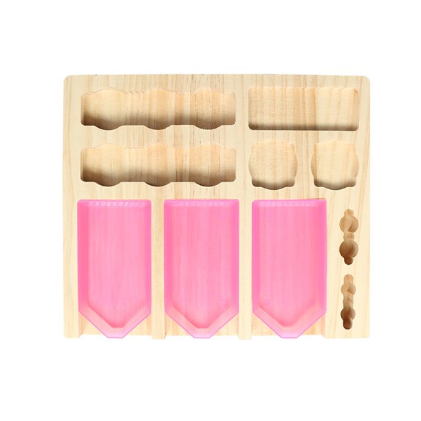 Bandeja de pintura para taladro Soporte de almacenamiento de cuentas de madera Placa de accesorio de taladro para bordado de bricolaje, Rosa Jumpingount HA004666-03