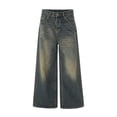 thumbnail image 5 of Boys Vintage Washed Wide Leg Jeans, Kids Streetwear Distressed Denim Pants, Loose Fit Baggy Jeans for Casual Skate Wear(Light Blue,15-16 Years), 5 of 5