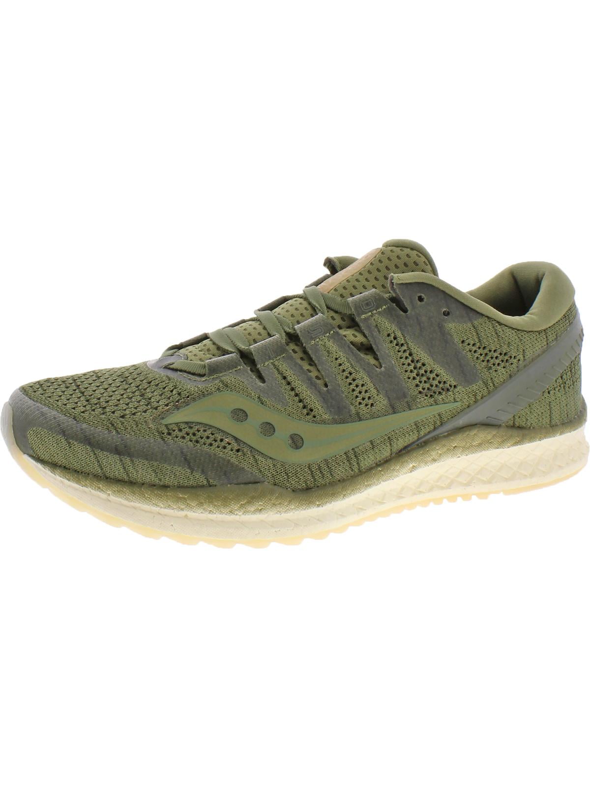 Men's Saucony Freedom ISO 2 Breathable Cushioned Running Trainer Shoes in Green 