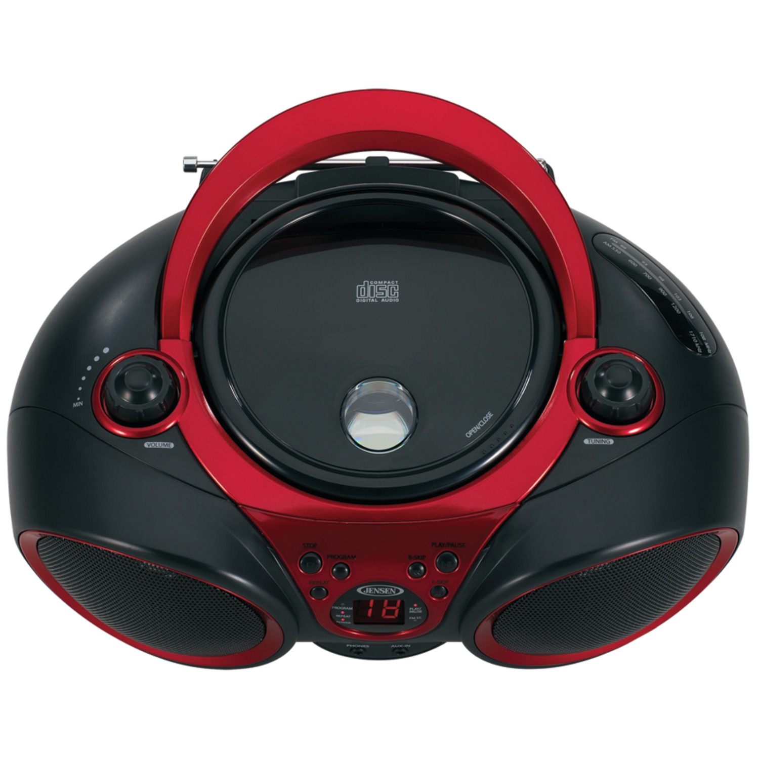 Jensen 3-Watt RMS Portable Stereo CD Player with AM/FM Stereo Radio (Red) - image 4 of 6