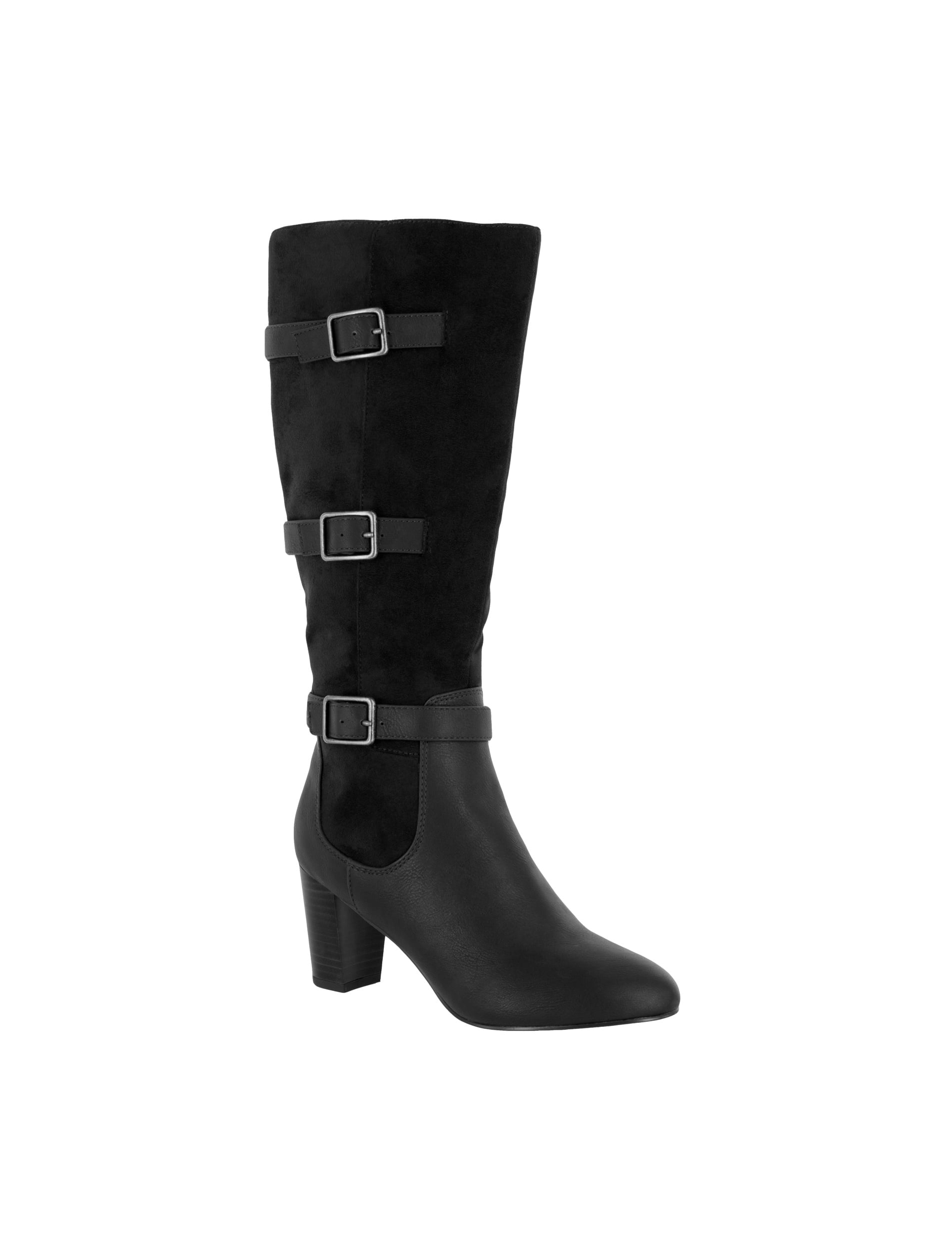 black wide calf boots size 10