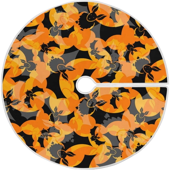 FMSHPON Halloween Bats Xmas Christmas Tree Skirt Stand Mat for Holiday Party Decoration Indoor Outdoor 48 inches