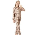 thumbnail image 4 of Big Girls Pajamas Size 16 – Lovely Brown Leopard Long Sleeve & Pants Button Down PJ Set Loungewear, 4 of 7