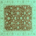 thumbnail image 1 of Ahgly Company Indoor Square Oriental Turquoise Blue Modern Area Rugs, 8' Square, 1 of 4