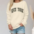 thumbnail image 2 of Blouse Tunics for Womens Fall Winter Loose Fit Crew Neck Long-sleeved Mitten-Cuff Drop Shoulder Plain Graphic Leisure Cotton Tops Top(Beige,L), 2 of 4