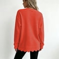 thumbnail image 4 of Women's Waffle Knit Crew Neck Long Sleeve Pullover Tops, Scalloped Hem & Scallop Cuffs Design, Loose Fit Casual Sweatshirt, Solid Color Fall Tunic Shirts for Women Saffron M, 4 of 5
