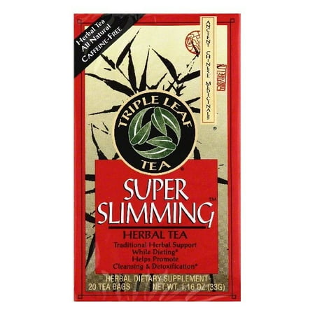 Triple Leaf Tea Bags Caffeine-Free Super Slimming Herbal Tea, 20 ea (Pack of