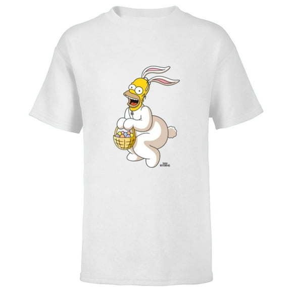 The Simpsons Homer Simpson Easter Bunny - Short Sleeve T-Shirt for Kids - Customized-White