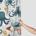 thumbnail image 3 of Orinice  Kids Whale Shower Curtain 60Wx72H Inch Abstract Cartoon Sea Animal Marine Life Line Art Funny Octopus Fish Underwater Nautical Bathroom Decor Fabric Polyester Waterproof 12 Pack Hooks 36x72, 3 of 7