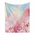 thumbnail image 1 of Pastel Soft Flannel Fleece Blanket, Japanese Nature Sakura Tree Cherry Blossoms Romantic Hazy Dreamy Cheerful, Cozy Plush for Indoor and Outdoor Use, 70" x 90", Pale Pink Pale Blue, by Ambesonne, 1 of 6