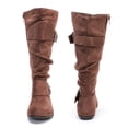 thumbnail image 2 of Love Steetly Women's Extra Wide Calf Knee High Boots, Slouchy Double Buckle Flat Fall Winter Boots., 2 of 7