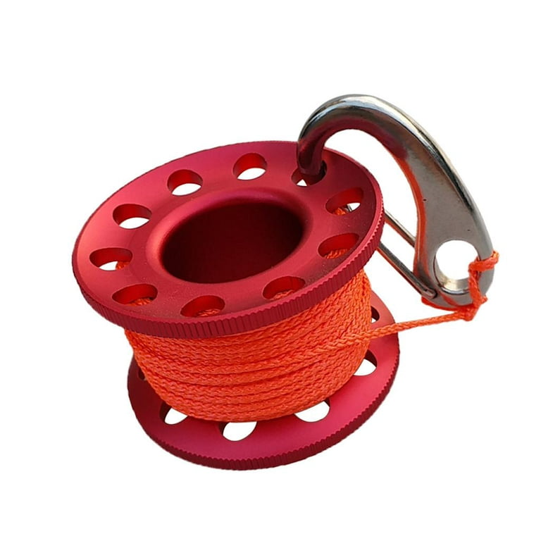 Small Compact Finger Spool, Scuba Diving Reel Line Holder & Stainless Steel  Spring Hook Gear Equipment - Select Colors Red 