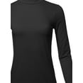 thumbnail image 4 of A2Y Women's Basic Solid Soft Cotton Long Sleeve Mock Neck Top Shirts Black 1XL, 4 of 5