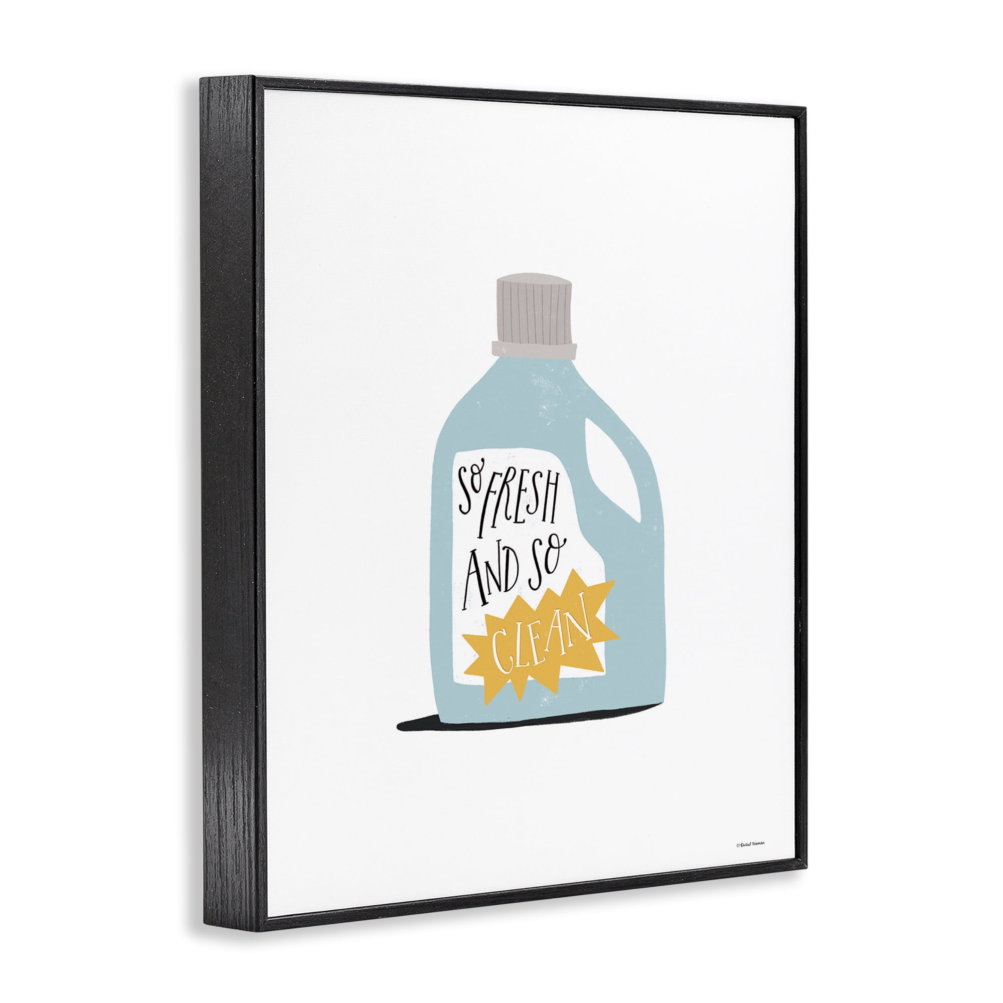 Stupell Industries So Fresh & Clean Laundry Typography Painting Black Framed Art Print Wall Art, 16 x 20