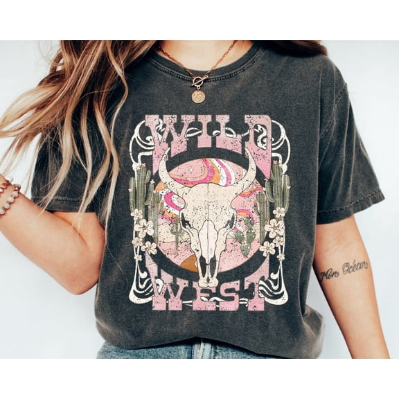 Wild West Graphic Tee Country Concert Oversized Cowgirl Shirt Tshirt All Size S-3Xl