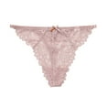 thumbnail image 1 of Culottes pour Femmes String en Dentelle Ajourée Dos en T Taille Basse Soie Glacée String Transparent, 1 of 9