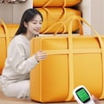 thumbnail image 5 of Large Capacity Clothing Storage Bag Yellow | Heavy-Duty Waterproof Organizer Tote | Reinforced Wide Handles | 39"x23"x12" | Durable Moving, Quilts & Blankets | Home, Bedroom, Dorm Organization, 5 of 8