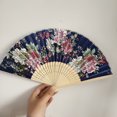 thumbnail image 1 of YAOMOBB Elegant Folding Fan Double Sided Flower Pattern Bamboo Catwalks Lightweight Hand Held Party Props, 1 of 7