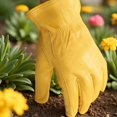 thumbnail image 3 of Guantes de trabajo de cuero para hombre, guantes de jardinería, piel de vaca., 3 of 5